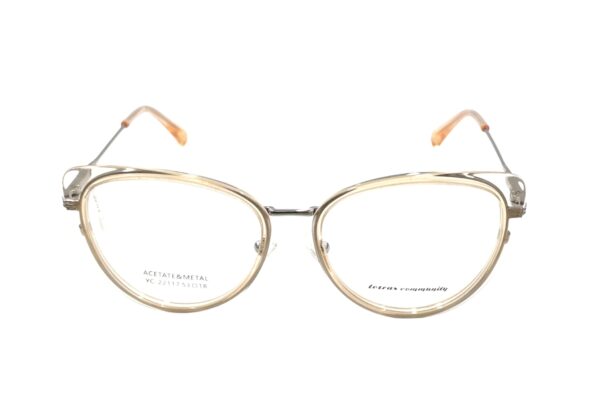 eyeglasses tetras community women butterfly shape transparent beige acetate and silver metallic frame