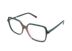 eyeglasses tailor made women square shape transparent brown and petrol blue acetate