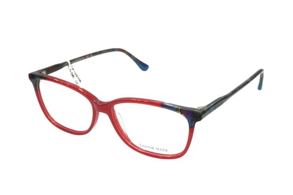 eyeglasses tailor made women square shape red acetate blue tortoise shell temples