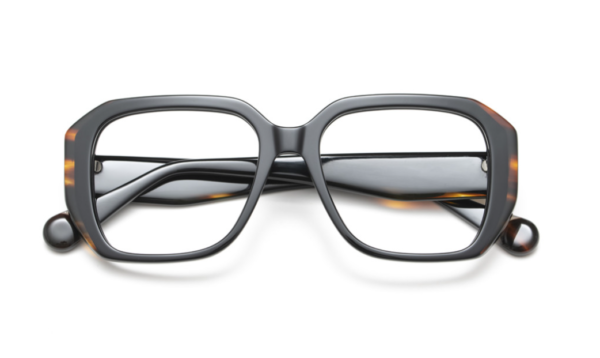 eyeglasses leparc women square shape black acetate brown havana details on the sides