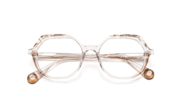 eyeglasses leparc women polygonal shape transparent beige acetate