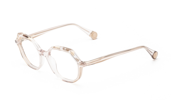 eyeglasses leparc women polygonal shape transparent beige acetate