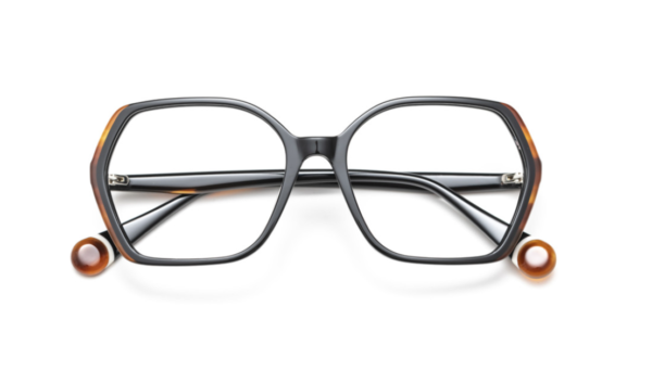 eyeglasses leparc women square shape black acetate brown havana details on the sides