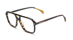 eyeglasses leparc men aviator shape black acetate brown havana on the inside and temples