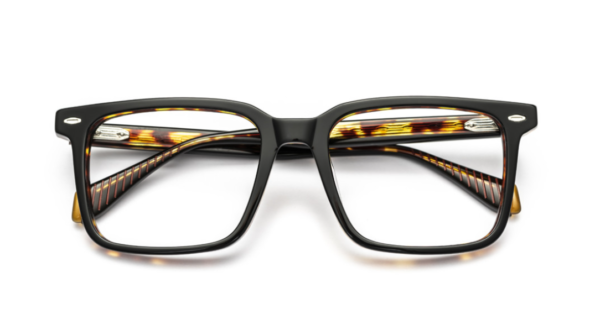 eyeglasses leparc men square shape black acetate brown havana on the inside