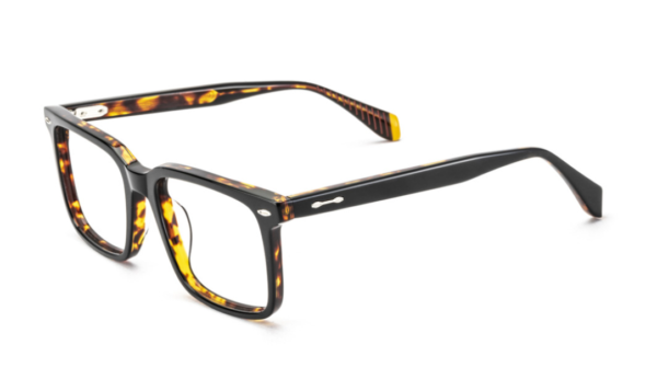 eyeglasses leparc men square shape black acetate brown havana on the inside