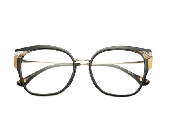 eyeglasses woodys women butterfly shape black acetate beige details gold metallic temples