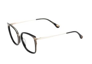 eyeglasses woodys women butterfly shape black acetate beige details gold metallic temples