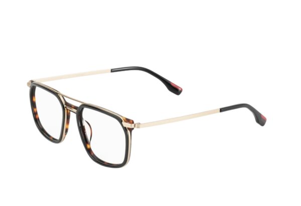 eyeglasses woodys men aviator shape dark brown havana acetate gold metallic bridge and temples