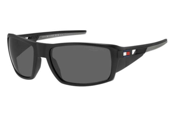 sunglasses tommy hilfiger men sport frame black acetate grey polarized lenses