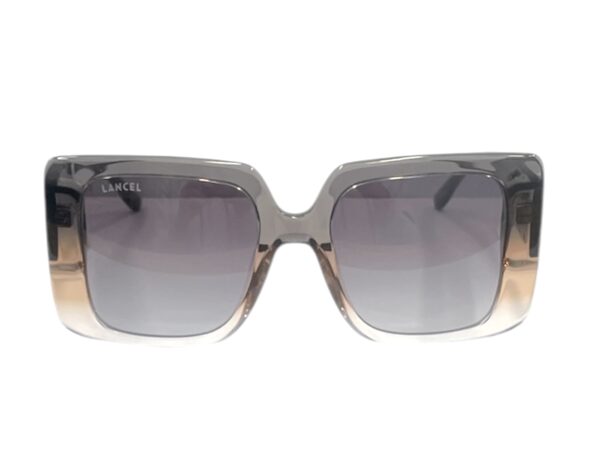 sunglasses lancel women square shape oversized grey brown transparent acetate grey lenses uv protection