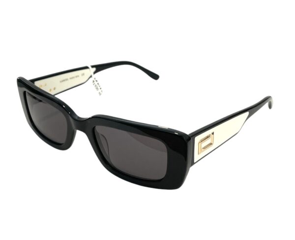 sunglasses lancel women rectangular shape black acetate white details on temples uv protection