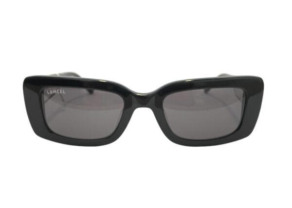 sunglasses lancel women rectangular shape black acetate white details on temples uv protection