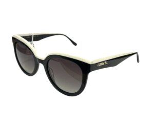 sunglasses lancel women buttefly shape black acetate white details gradient grey lenses uvprotection