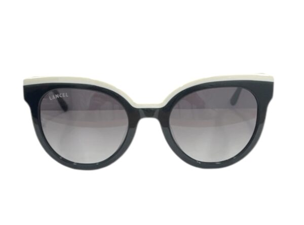 sunglasses lancel women buttefly shape black acetate white details gradient grey lenses uvprotection