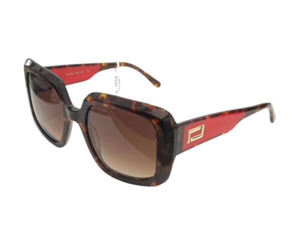 sunglasses lancel women square shape brown havana acetate red details on temples gradient brown lenses uv protection