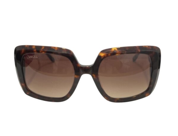 sunglasses lancel women square shape brown havana acetate red details on temples gradient brown lenses uv protection