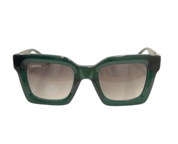 sunglasses lancel women square shape dark green acetate gradient grey lenses uv protection