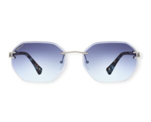 sunglasses polar women polygonal griff frame metallic silver color gradient blue lenses uv protection