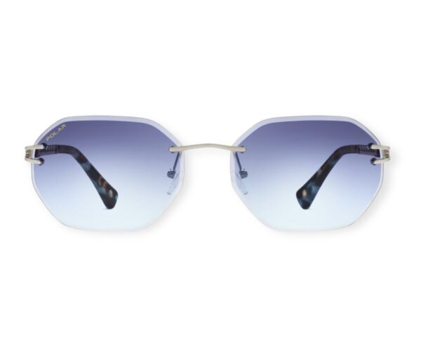 sunglasses polar women polygonal griff frame metallic silver color gradient blue lenses uv protection