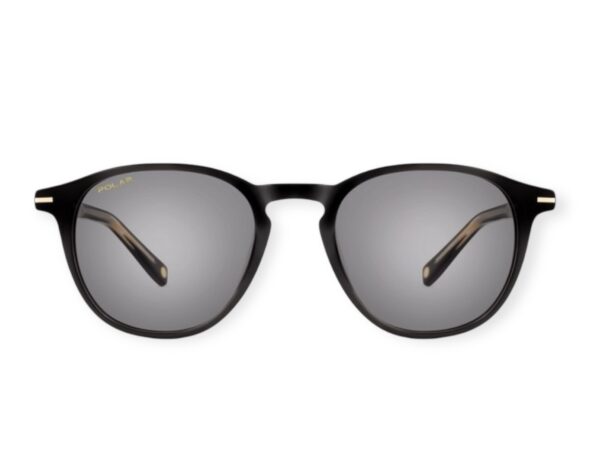 sunglasses polar unisex men women round shape black acetate polarized grey lenses uv protection