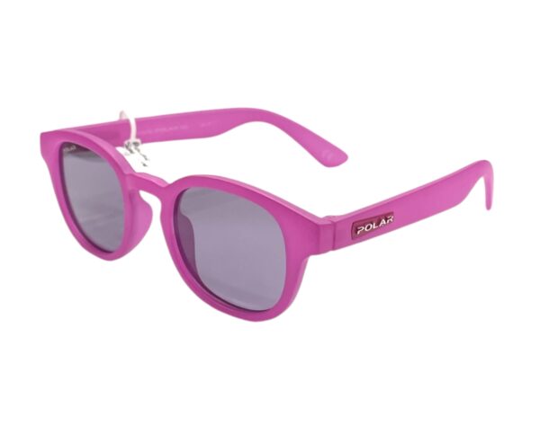 sunglasses polar kids girls round shape fucchia plastic frame polarized grey lenses uv protection
