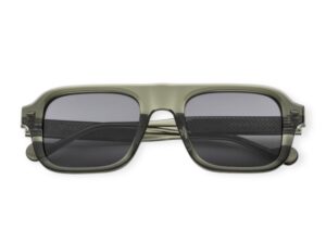 sunglasses visionario men square shape crystal olive green acetate polarized grey lenses uv protection