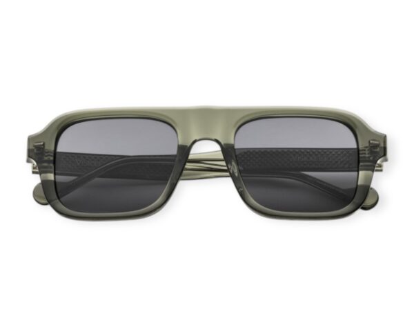 sunglasses visionario men square shape crystal olive green acetate polarized grey lenses uv protection