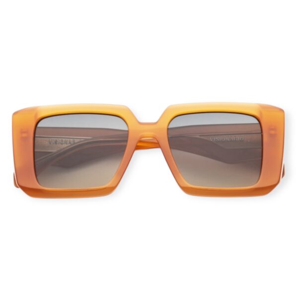 sunglasses visionario women square shape orange acetate gradient grey lenses uv protection