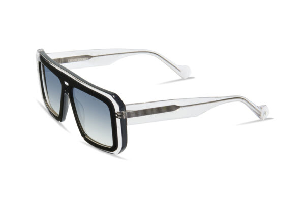 sunglasses kreuzbergkinder unisex square shape black acetate transparnet temples and contour gradient grey lenses antireflective coating uv protection