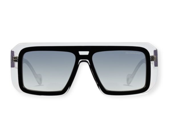 sunglasses kreuzbergkinder unisex square shape black acetate transparnet temples and contour gradient grey lenses antireflective coating uv protection
