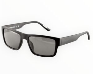 sunglasses hoffman men rectangular shape matte black acetate frame grey polarized lenses antireflective coat uv protection