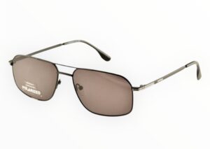 sunglasses men aviator shape black metallic frame grey lenses polarized antireflective coat uv protection