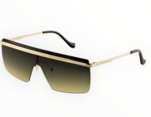 sunglasses tailor made unisex mask gold metallic frame gradient green lenses antireflective coat uv protection