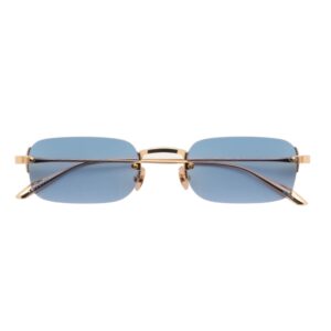 sunglasses gast unisex men women rectangular shape gold metallic frame blue lenses antireflective coating uv protection