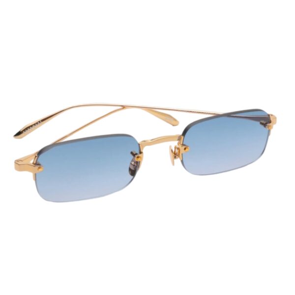 sunglasses gast unisex men women rectangular shape gold metallic frame blue lenses antireflective coating uv protection
