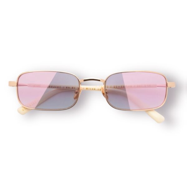 sunglasses gast unisex men women rectangular shape gold metallic frame gradient purple lenses light mirror antireflective coating uv protection