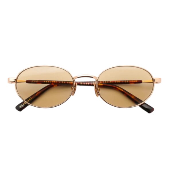 sunglasses gasst unisex men women oval shape gold metallic frame yellow/brown lenses antireflective coat uv protection