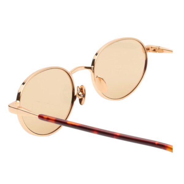 sunglasses gasst unisex men women oval shape gold metallic frame yellow/brown lenses antireflective coat uv protection