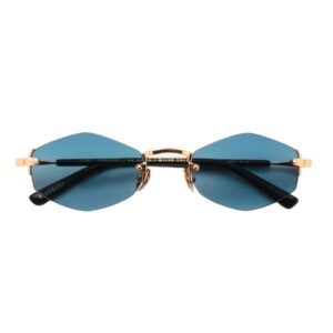 sunglasses gast unisex men women geometric shape gold metallic frame blue lenses antireflective coating uv protection