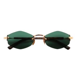 sunglasses gast unisex men women geometrical shape gold metallic frame green lenses antireflective coating uv protection