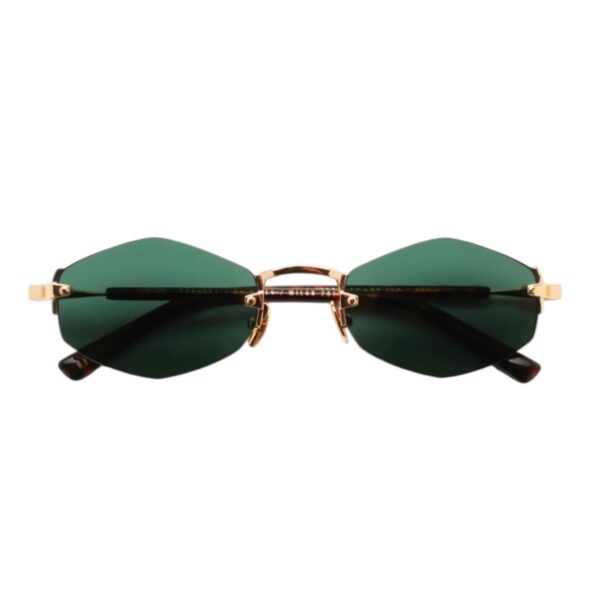 sunglasses gast unisex men women geometrical shape gold metallic frame green lenses antireflective coating uv protection