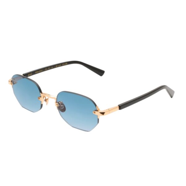 sunglasses gast unisex men women geometrical shape gold metallic frame rimless blue lenses antireflective coating uv protection