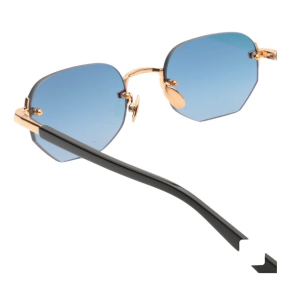 sunglasses gast unisex men women geometrical shape gold metallic frame rimless blue lenses antireflective coating uv protection