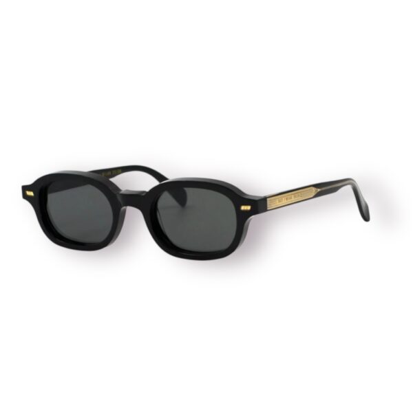 sunglasses gast unisex men women round shape black acetate gold details grey lenses antireflective coating uv protection
