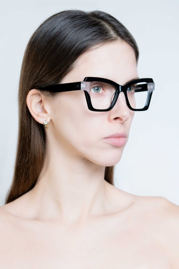 eyeglasses kreuzbergkinder women butterfly shape black acetate ice grey details