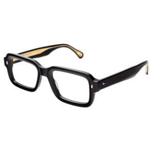 eyeglasses alfred kerbs unisex square shape black acetate gold details