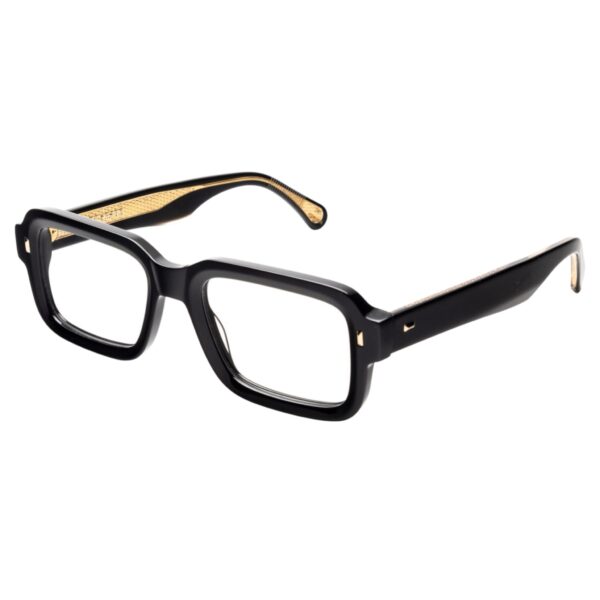 eyeglasses alfred kerbs unisex square shape black acetate gold details