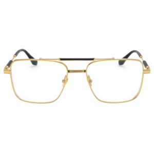 eyeglasses alfred kerbs aviator shape unisex gold metallic frame black details