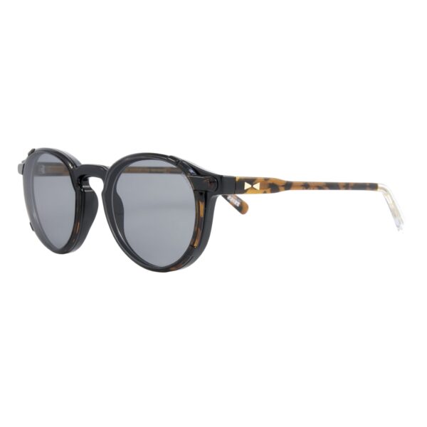 eyeglasses snob milano unisex round shape black acetate brown havana temples magnetic clip on with zeiss lenses uv protection